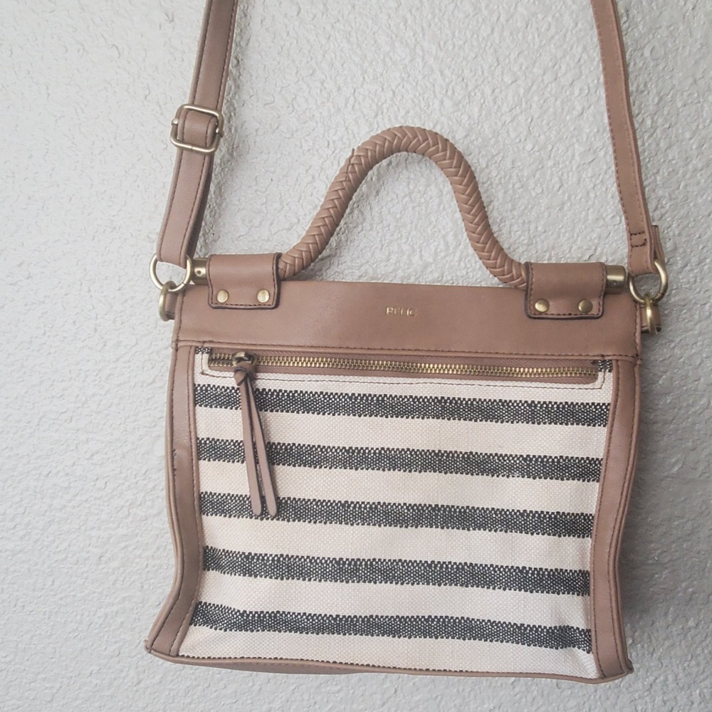 Relic by Fossil women's baige‎ medium black stripe crossbody bag
